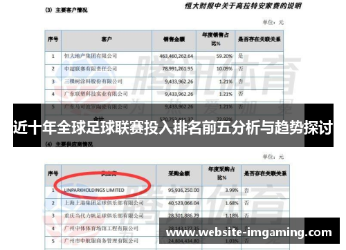 近十年全球足球联赛投入排名前五分析与趋势探讨 近十年全球足球联赛投入排名前五分析与趋势探讨